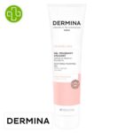 Produit de la marque Dermina Sensélina Gel Moussant Apaisant Nettoyant - 100ml sur un fond blanc avec un logo Parachezvous et celui de de la marque Dermina