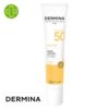 Produit de la marque Dermina Sunlina Crème Solaire Invisible Confort Spf50 - 40ml sur un fond blanc avec un logo Parachezvous et celui de de la marque Dermina