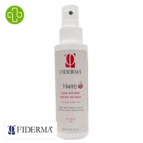 Produit de la marque Fiderma Hairfid Lotion Anti-Chute - 100ml sur un fond blanc avec un logo Parachezvous celui de de la marque Fiderma