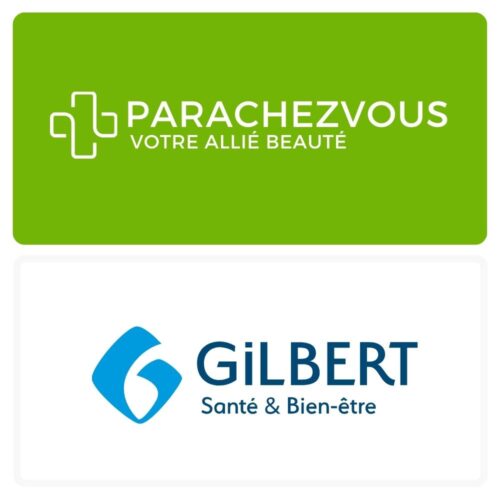 Logo de la marque gilbert maroc et celui de la parapharmacie en ligne parachezvous