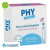 Produit de la marque Gilbert Phy Bébé Sérum Physiologique Solution Nasale & Ophtalmique - 10x5ml sur un fond blanc avec un logo Parachezvous celui de de la marque Gilbert