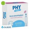 Produit de la marque Gilbert Phy Bébé Sérum Physiologique Solution Nasale & Ophtalmique - 5x5ml sur un fond blanc avec un logo Parachezvous celui de de la marque Gilbert