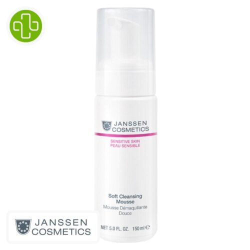 Produit de la marque Janssen Cosmetics Mousse Démaquillante Douce - 150ml sur un fond blanc avec un logo Parachezvous celui de de la marque Janssen Cosmetics