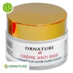 Produit de la marque Ornature Crème Anti-Rides Collagène & Acide Hyaluronique - 50g sur un fond blanc avec un logo Parachezvous celui de de la marque Ornature