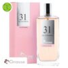 Produit de la marque Grasse Eau de Parfum N°31 (Paco Rabanne - Olympéa) Femmes - 100ml sur un fond blanc avec un logo Parachezvous et celui de de la marque Grasse