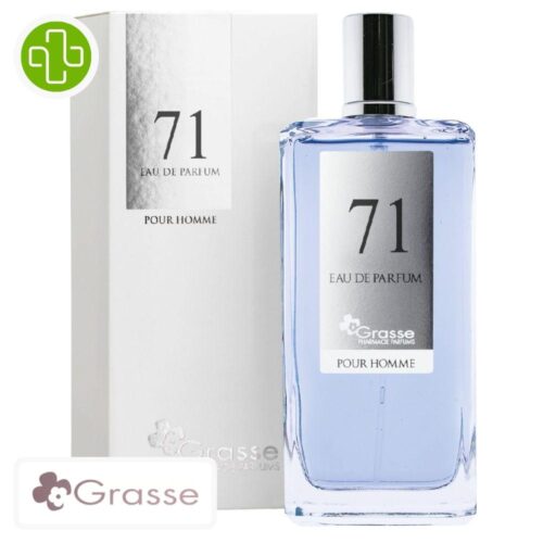 Produit de la marque Grasse Eau de Parfum N°71 (Dior – Sauvage) Hommes – 100ml sur un fond blanc avec un logo Parachezvous et celui de de la marque Grasse