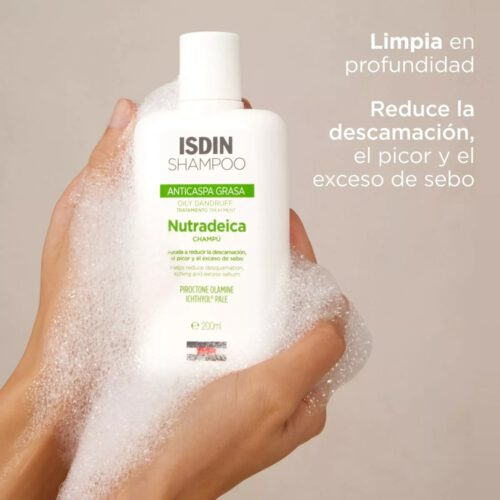 Isdin Shampoo Shampoing Nutradeica Antipeliculaire Pellicules Grasses 200ml 7