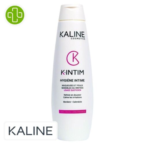Produit de la marque Kaline K-Intim Hyigène Intime - 250ml sur un fond blanc avec un logo Parachezvous et celui de de la marque Kaline