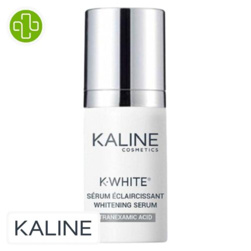 Produit de la marque Kaline K-White Sérum Éclaircissant - 15ml sur un fond blanc avec un logo Parachezvous et celui de de la marque Kaline