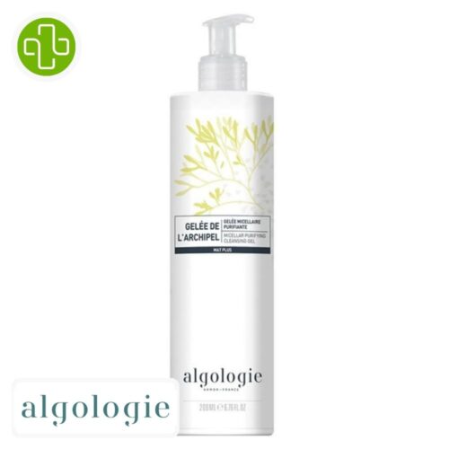 Produit de la marque Algologie Archipel Gelée Micellaire Purifiante - 200ml sur un fond blanc avec un logo Parachezvous et celui de de la marque Algologie
