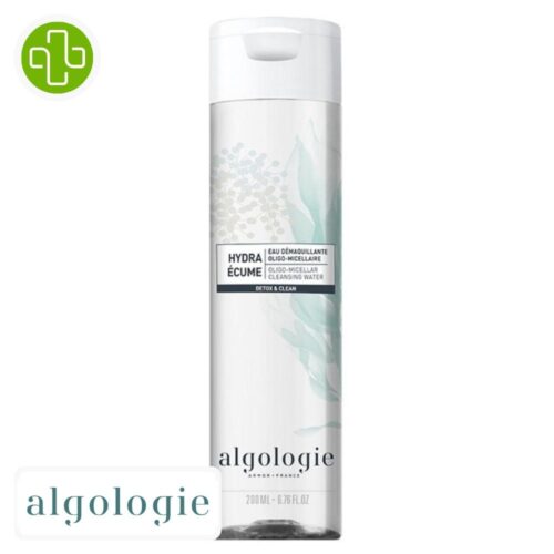 Produit de la marque Algologie Hydra Écume Eau Démaquillante Oligo-Micellaire - 200ml sur un fond blanc avec un logo Parachezvous et celui de de la marque Algologie