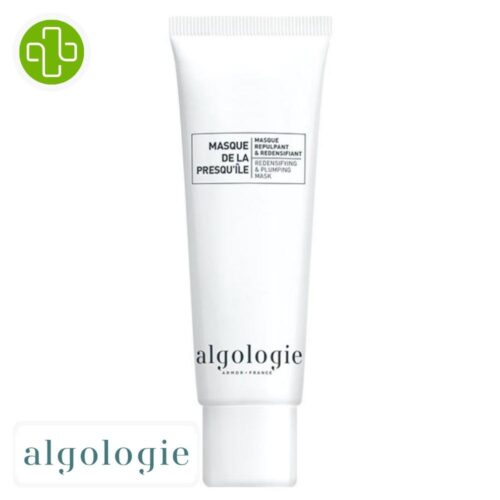 Produit de la marque Algologie Presqu'Île Masque Repulpant & Redensifiant - 50ml sur un fond blanc avec un logo Parachezvous et celui de de la marque Algologie