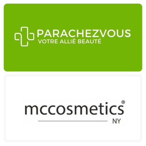 Logo de la marque mccosmetics maroc et celui de la parapharmacie en ligne parachezvous