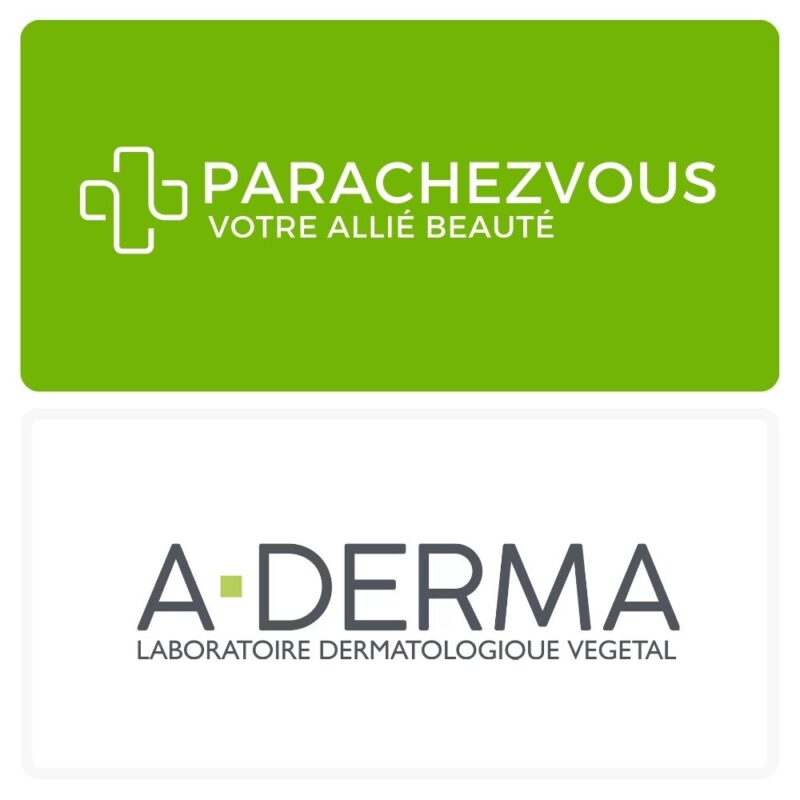 Logo de la marque a-derma maroc et celui de la parapharmacie en ligne parachezvous