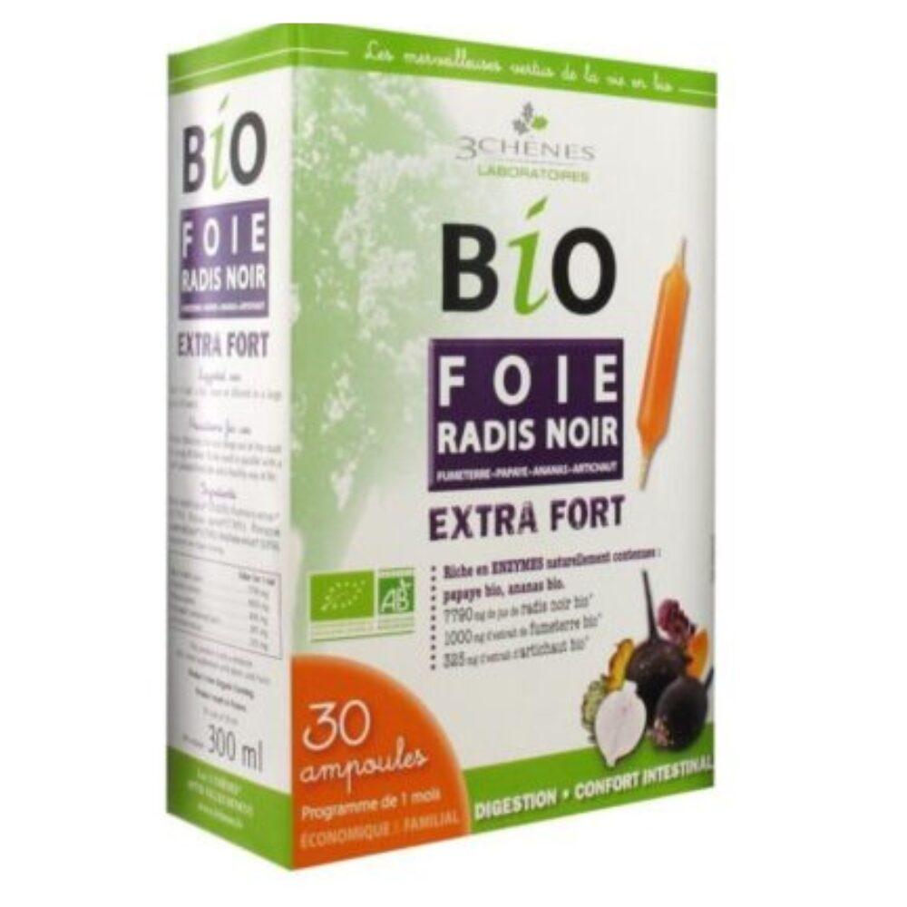 Les 3 Chenes Bio Foie Radis Noir Extra Fort Ampoules 30u