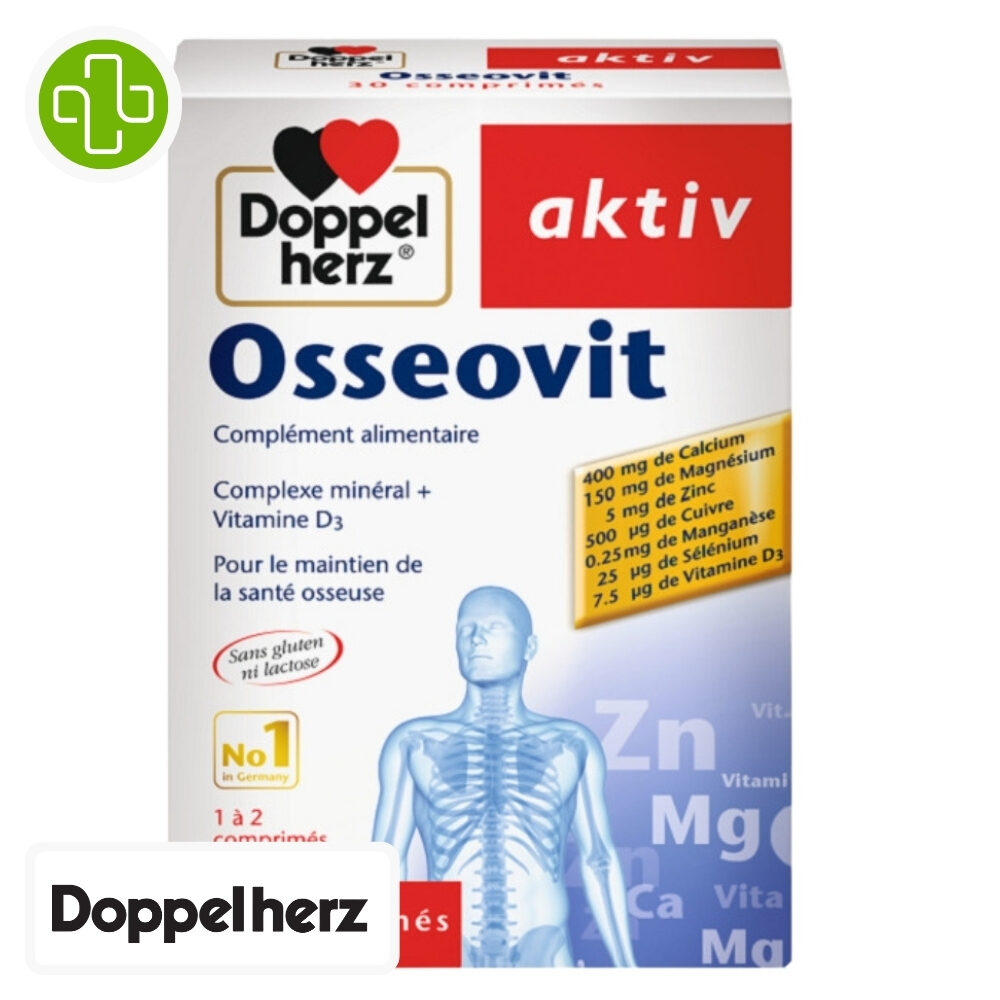 Doppel Herz Aktiv Osseovit Complexe Mineral Vitamine D3 Maintient De La Sante Osseuse 30 Comprimes
