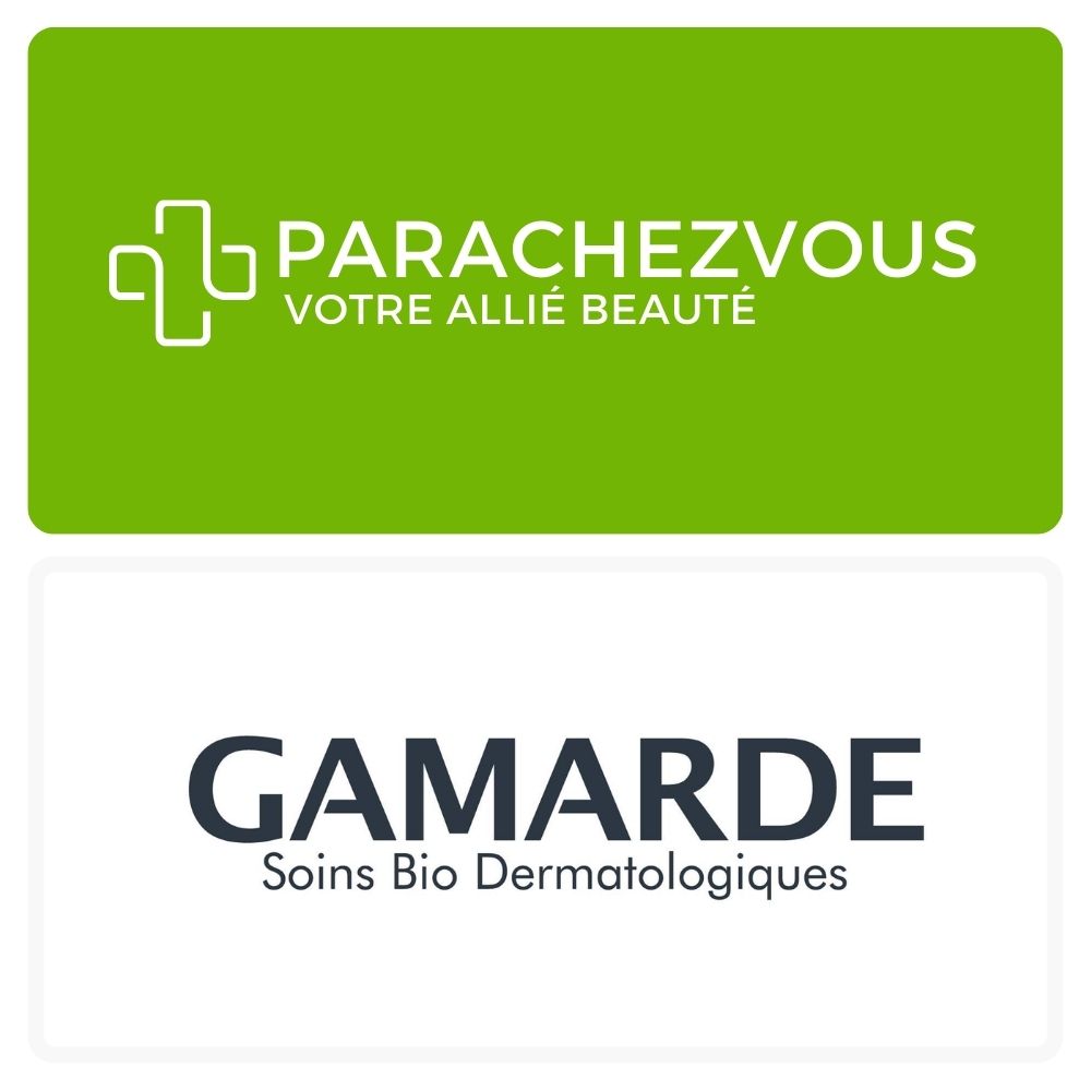 Logo de la marque gamarde maroc et celui de la parapharmacie en ligne parachezvous