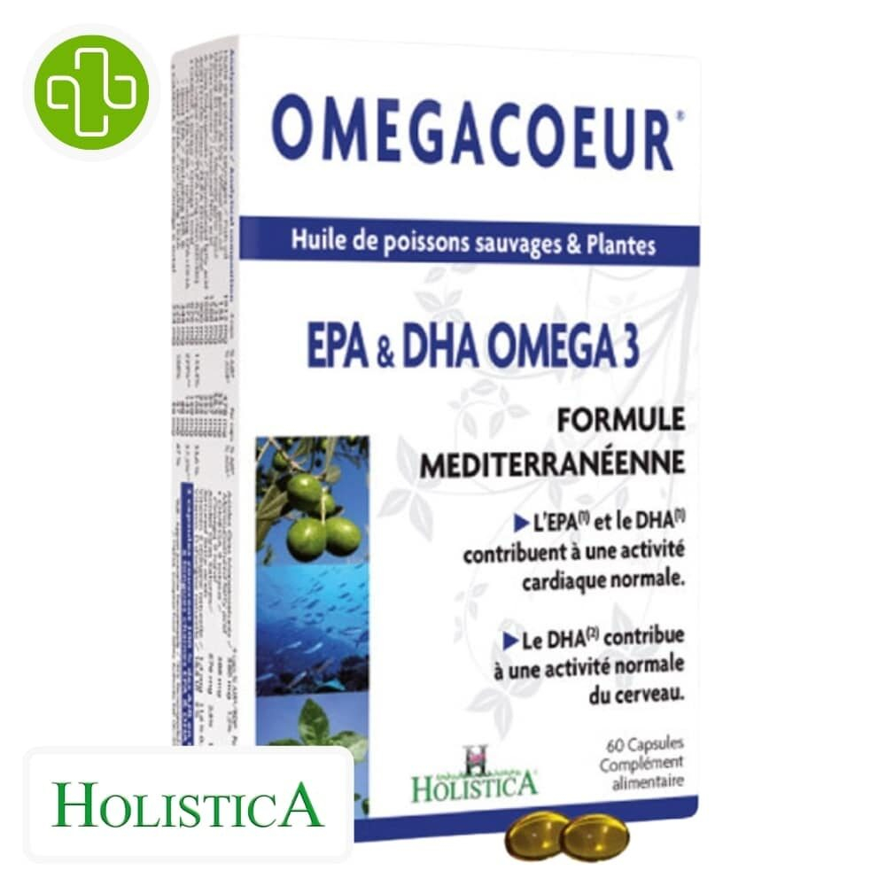 Holistica Omegacoeur Huile De Poisson Sauvages Et Plantes Epa Et Dha Omega 3 60 Capsules