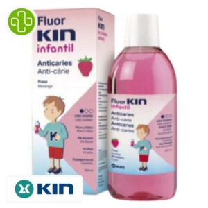 Kin Fluor Infantil Bain De Bouche Anti Caries Gout Fraise Usage Quotidien 500ml