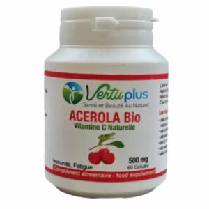 Vertuplus Acerola Bio Vitamine C Naturelle Immunite Et Fatigue 500mg 60 Gelules