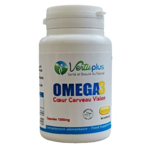 VertuPlus Oméga 3 Cœur, Cerveau et Vision 1000mg - 50 Capsules