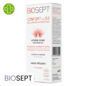 Biosept Confort Ph 55 Gel Lavant Antiseptique Hygiene Intime 200ml