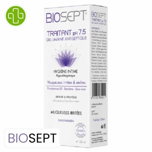 Biosept Traitant Ph 75 Gel Lavant Antiseptique Hygiene Intime 120ml