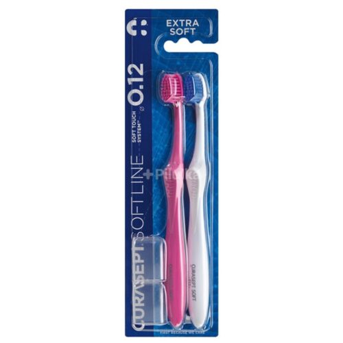 Curasept SoftLine 0.12 Extra Soft Pack Brosses à Dents Rose et Blanc - 2u