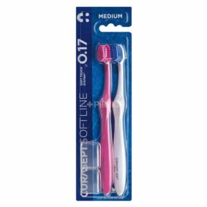 Curasept Softline 017 Medium Pack Brosses A Dents Rose Et Blanc 2u
