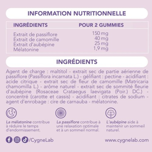 Cygnelab Sweet Dreams Plantes Et Melatonine Sommeil Fruits Des Bois 60 Gummies 4