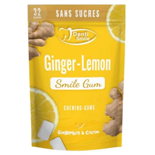 Denti Smile Smile Gum Chewing-Gums Goût Gingembre et Citron sans Sucres – 32u