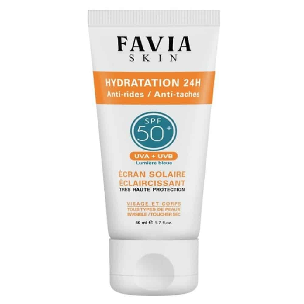 Favia Skin Ecran Solaire Eclaircissant Anti Rides Et Anti Taches Hydratation 24h Spf50 50ml
