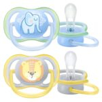 Avent Sucette Ultra Air 0-6Mois - Elephant et Tigre - SCF085/05 - 2u