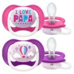 Avent Sucette Ultra Air Happy 6-18Mois - I Love Papa et Montgolfière - SCF080/04 - 2u