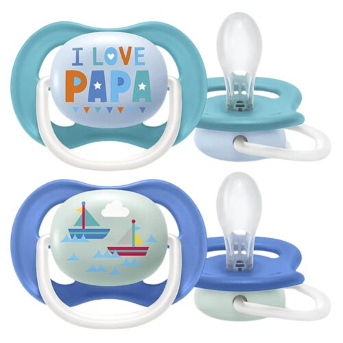 Avent Sucette Ultra Air Happy 6-18Mois - I Love Papa et Bateaux - SCF080/03 - 2u