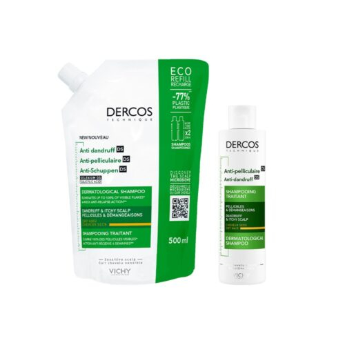 Vichy Dercos Ds Shampoing Traitant Anti Pelliculaire Cheveux Secs Eco Recharge 390ml