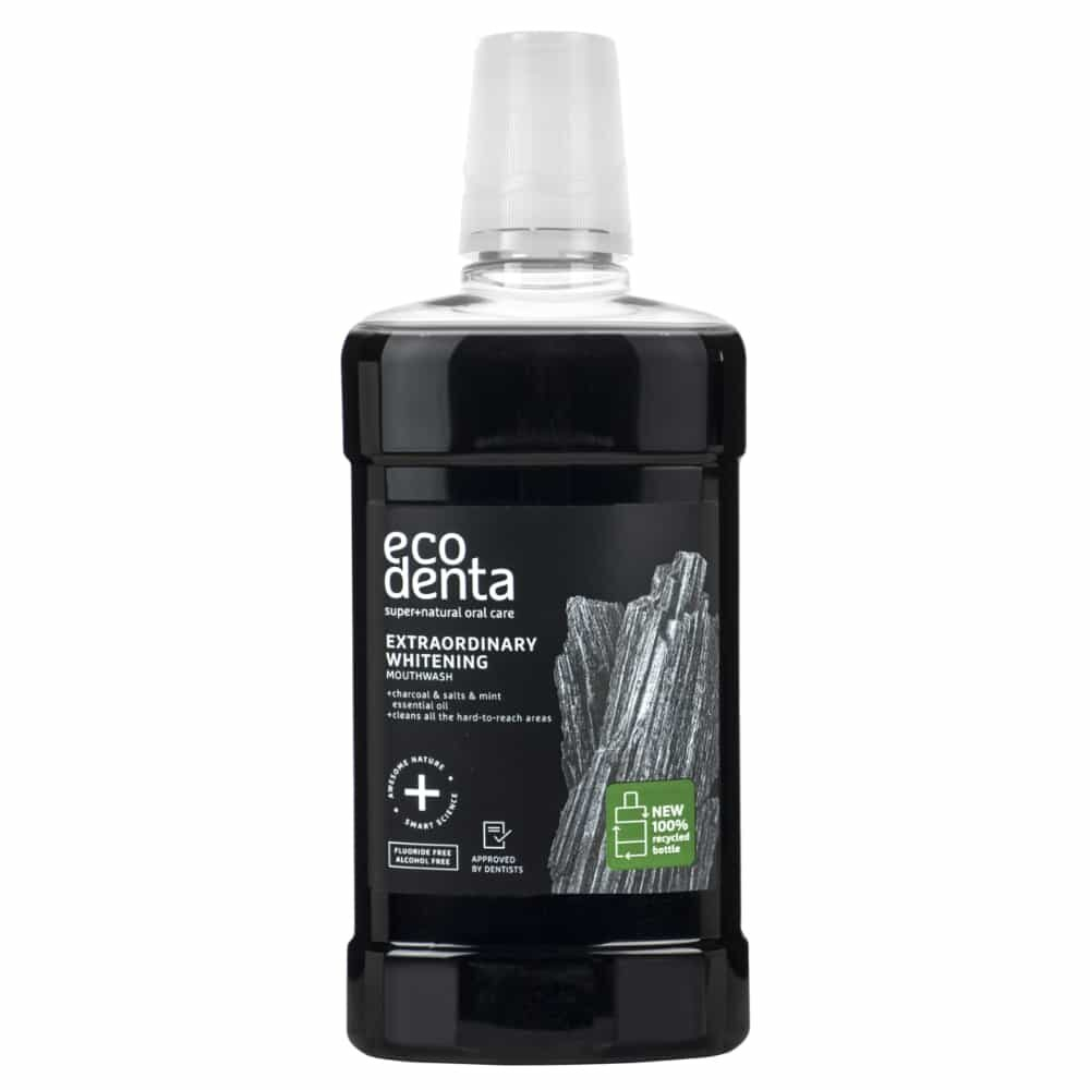 Ecodenta Extraordinary Whitening Bain De Bouche Blanchissant Au Charbon Actif 500ml