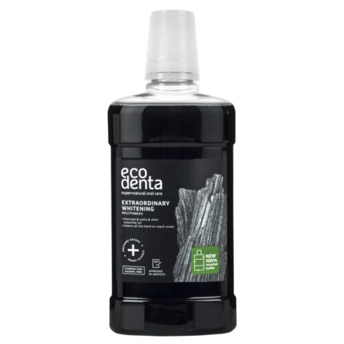 EcoDenta Extraordinary Whitening Bain de Bouche Blanchissant au Charbon Actif - 500ml
