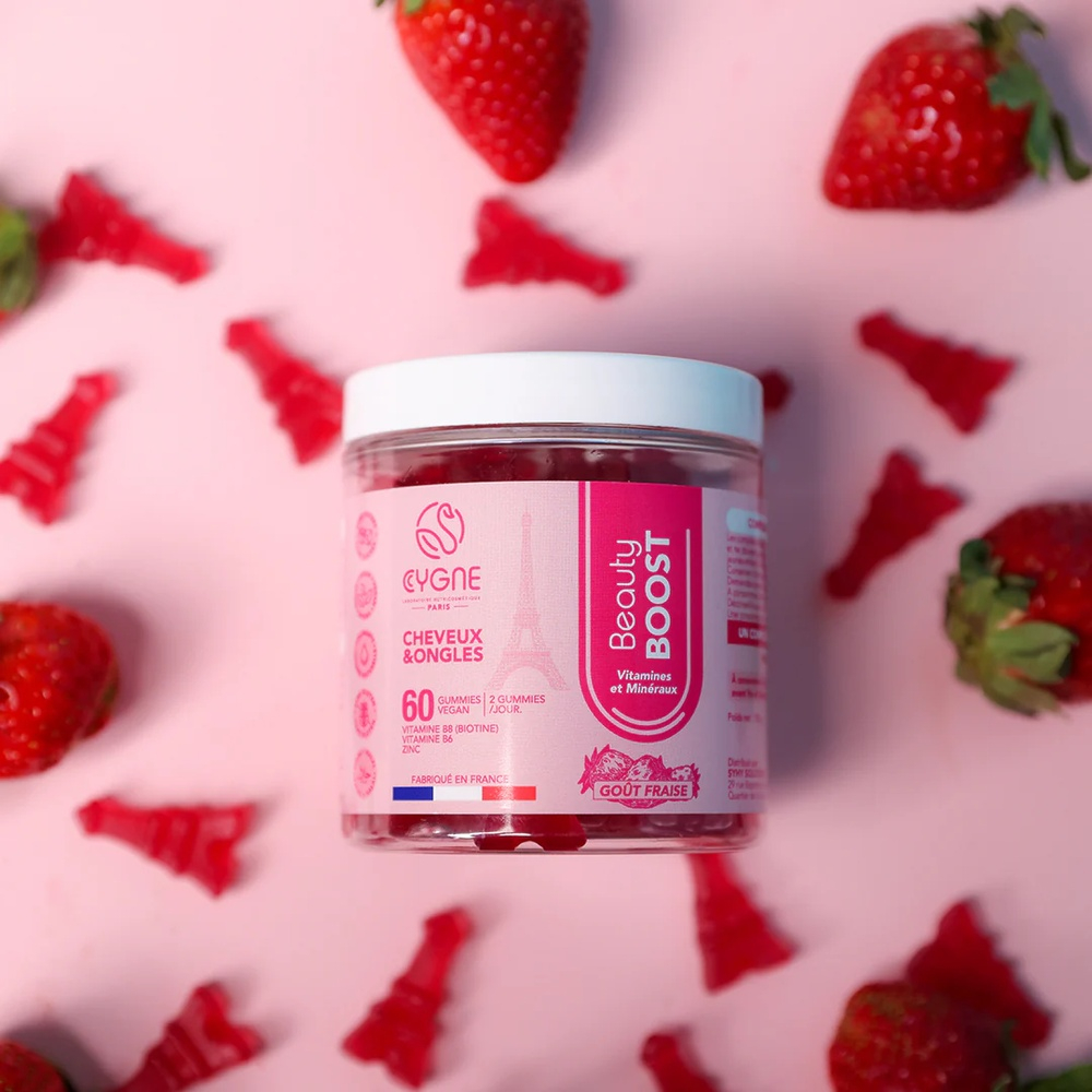 🎁 OFFRE -10%🎁 CYGNELAB Beauty Boost Vitamines Et Minéraux Cheveux Et Ongles Fraise - 60×3 Gummies - Image 3