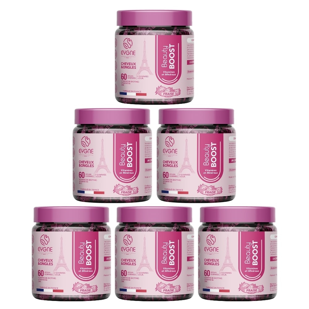 🎁 OFFRE -15% 🎁 CygneLab Beauty Boost Vitamines et Minéraux Cheveux et Ongles Fraise – 60×6 Gummies