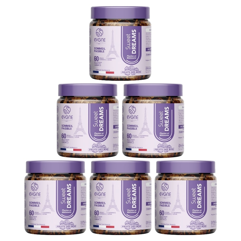 🎁 OFFRE -15% 🎁 CygneLab Sweet Dreams Plantes et Mélatonine Sommeil Fruits des Bois – 60×6 Gummies