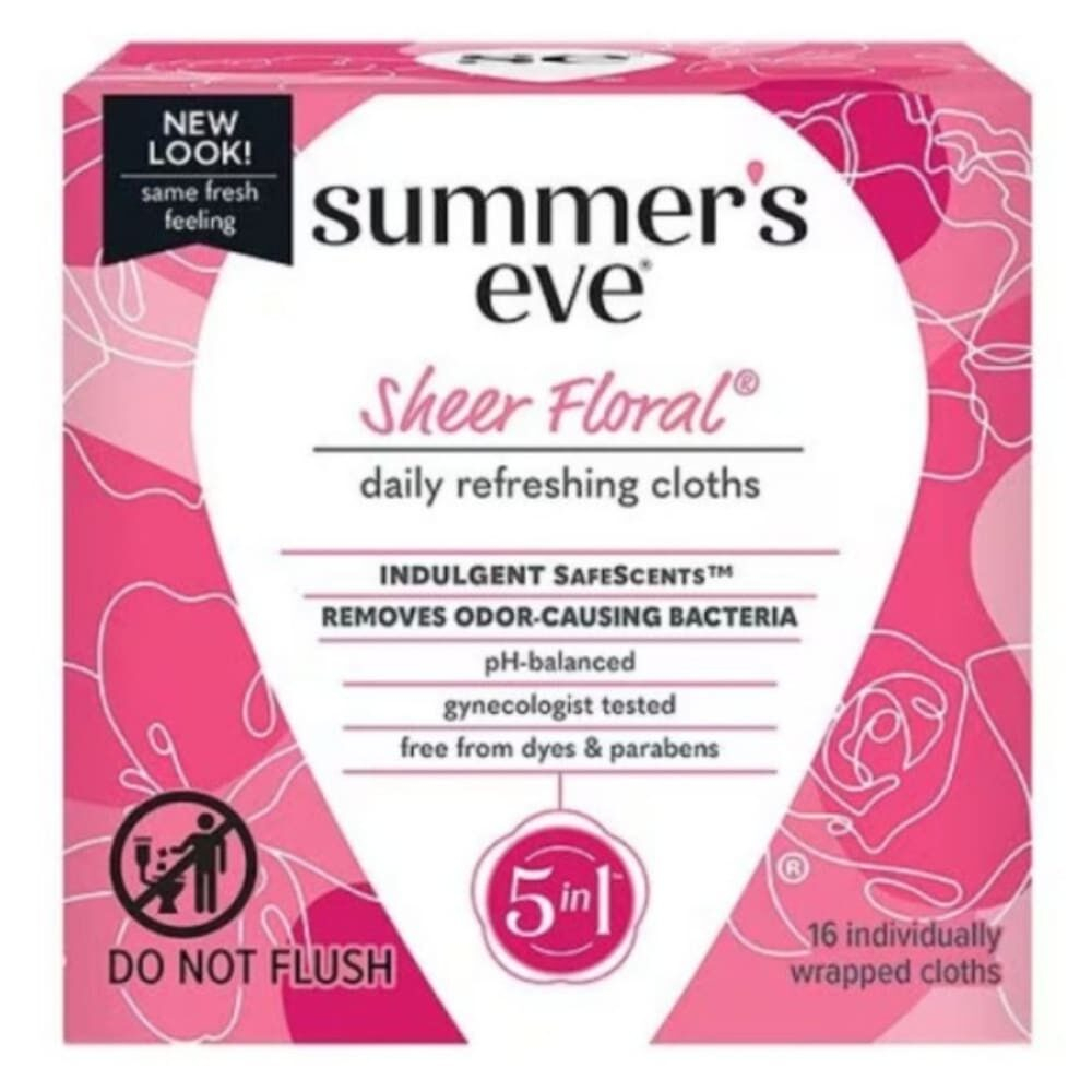 Summers Eve Sheer Floral Lingettes Nettoyantes Florales 5en1 16u