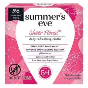 Summers Eve Sheer Floral Lingettes Nettoyantes Florales 5en1 16u
