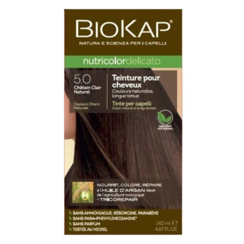 Biokap Nutricolor Delicato Coloration Naturelle Cheveux Délicats - 140ml - 5.0 - Châtain Clair Naturel