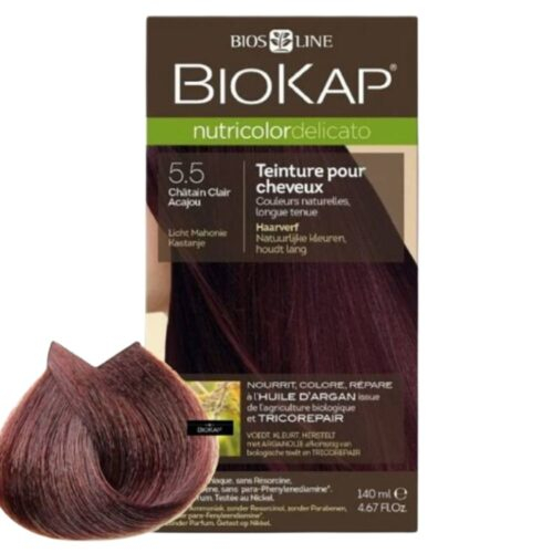 Biokap Nutricolor Delicato Coloration Naturelle Cheveux Délicats - 140ml - 5.5 - Châtain Clair Acajou