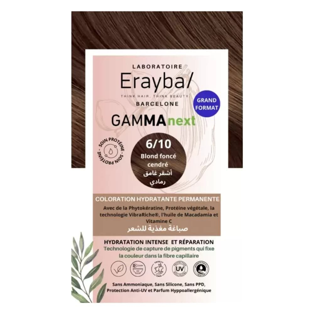 Erayba Gammanext Coloration Cheveux Hydrante Permanente 610 Blond Fonce Cendre