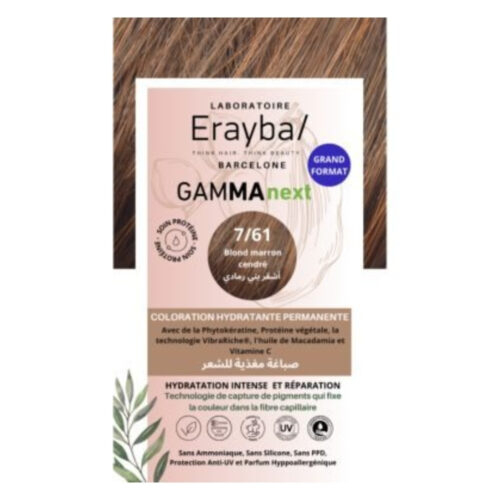 Erayba GammaNext Coloration Cheveux Hydrante Permanente - 7.61 - Blond Marron Cendré