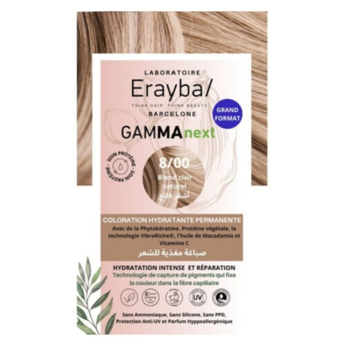 Erayba GammaNext Coloration Cheveux Hydrante Permanente - 8.00 - Blond Clair Naturel