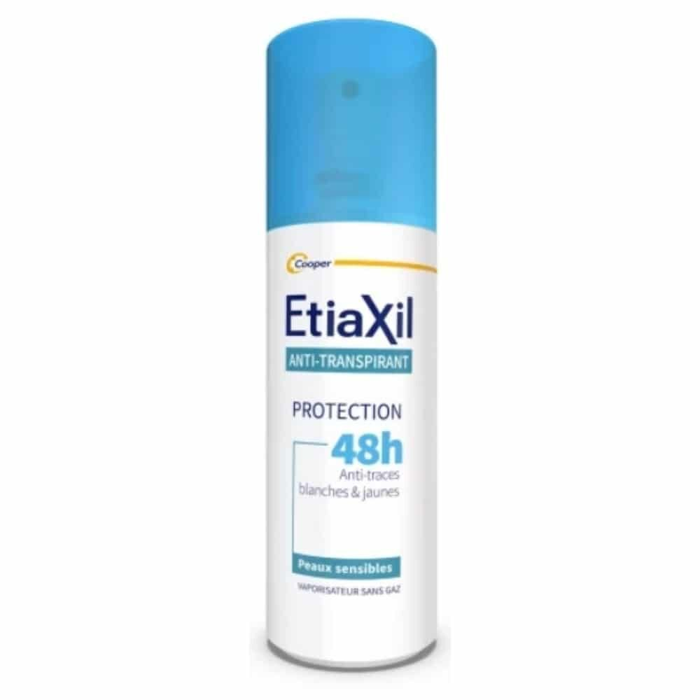 Etiaxil Anti Transpirant Spray Deodorant Protection Anti Traces Blanches Et Jaunes Peau Sensible 48h 100ml