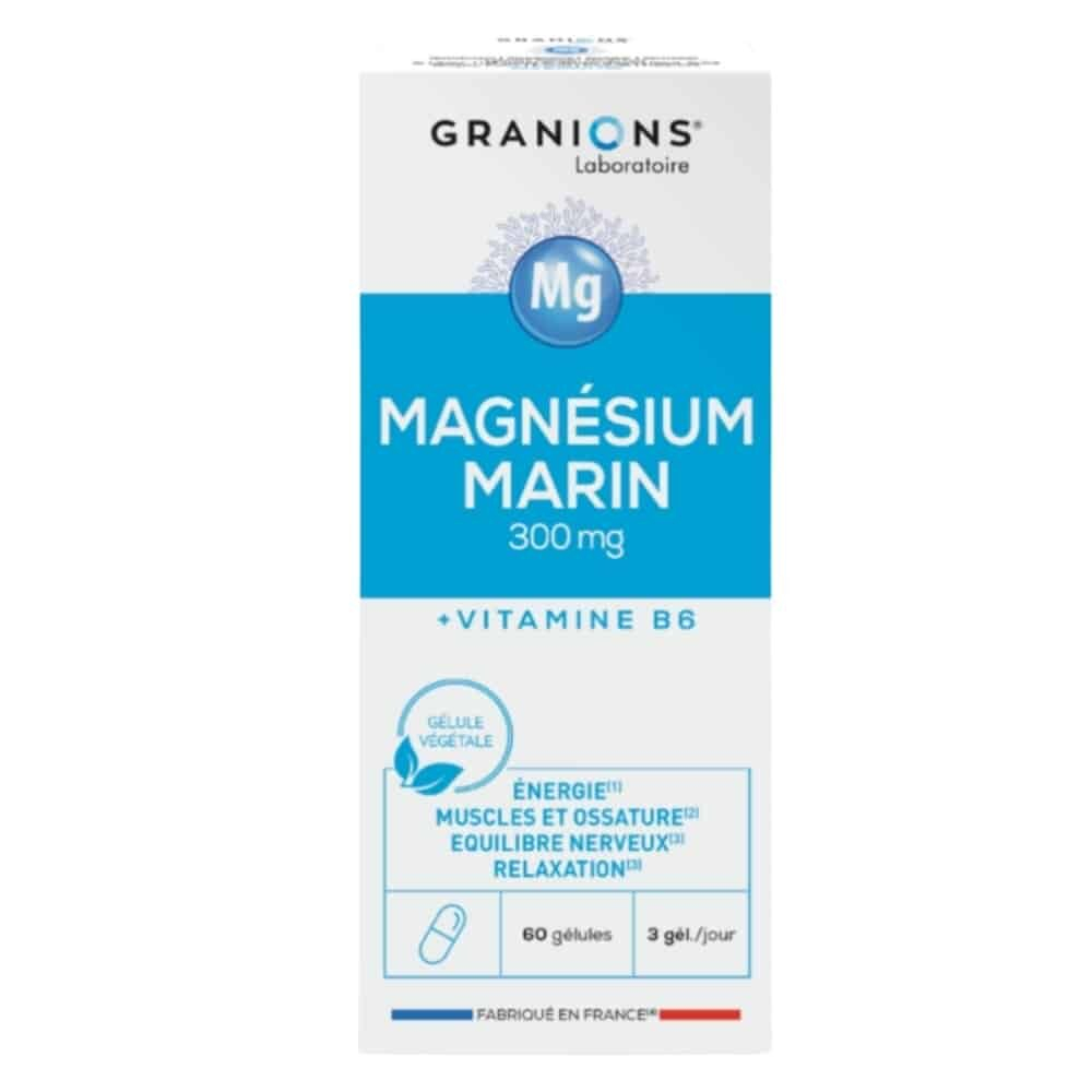 Granions Magnesium Marin 300mg Vitamine B6 Energie Muscle Et Ossature 60 Gelules